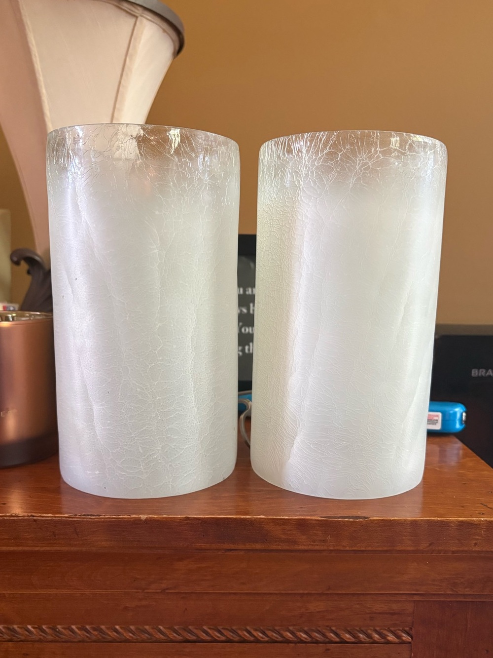 Glass Hurricane Candle Holders x2